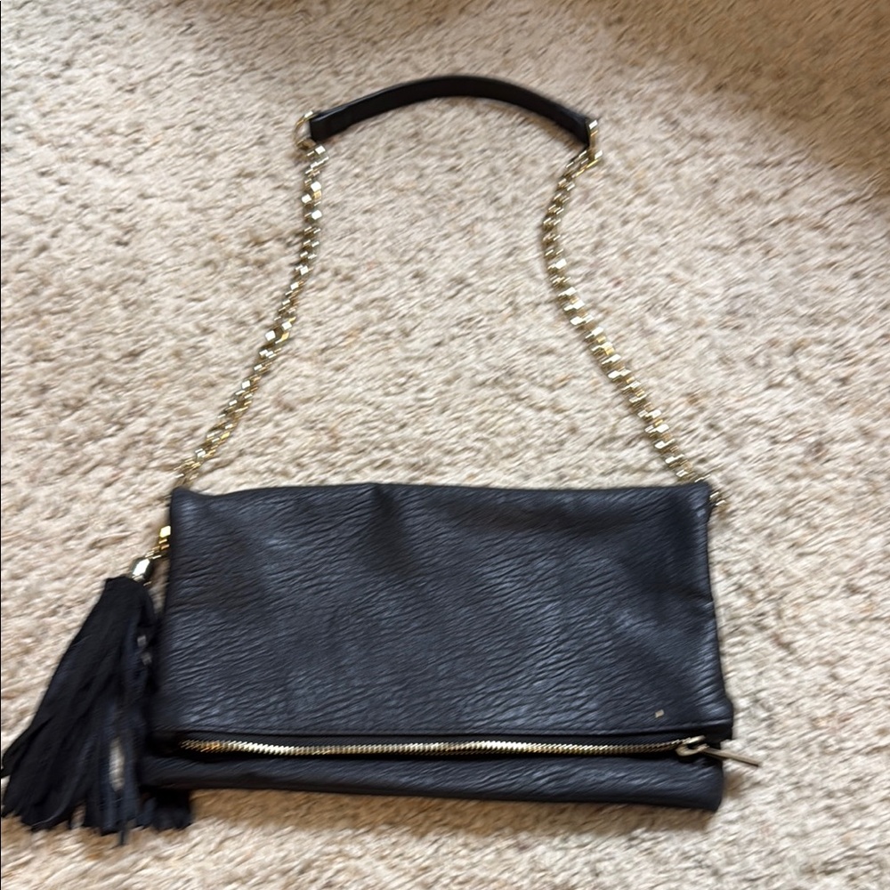 Black Leather Chain Strap Bag